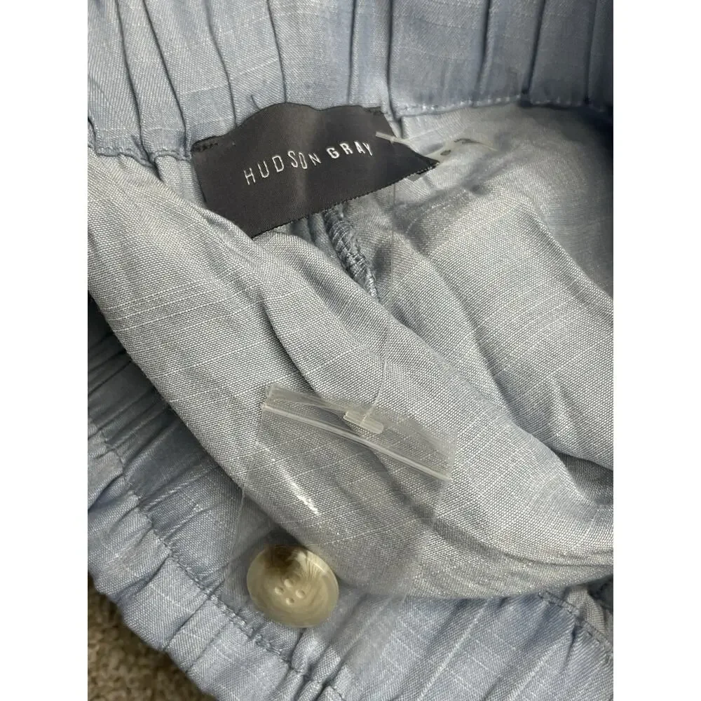 Hudson Gray Paperbag Waist Cargo Shorts Women’s Small Light Blue Chambray NWT - Picture 5 of 13